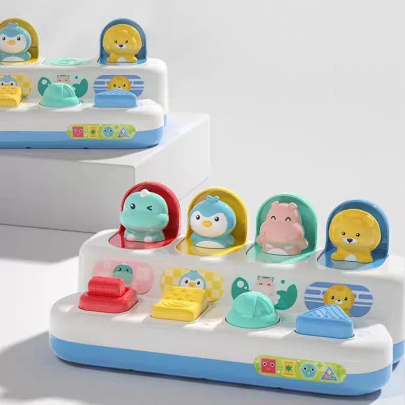 Brinquedo Interativo Pop-Up de Animais - Causa e Efeito Montessori