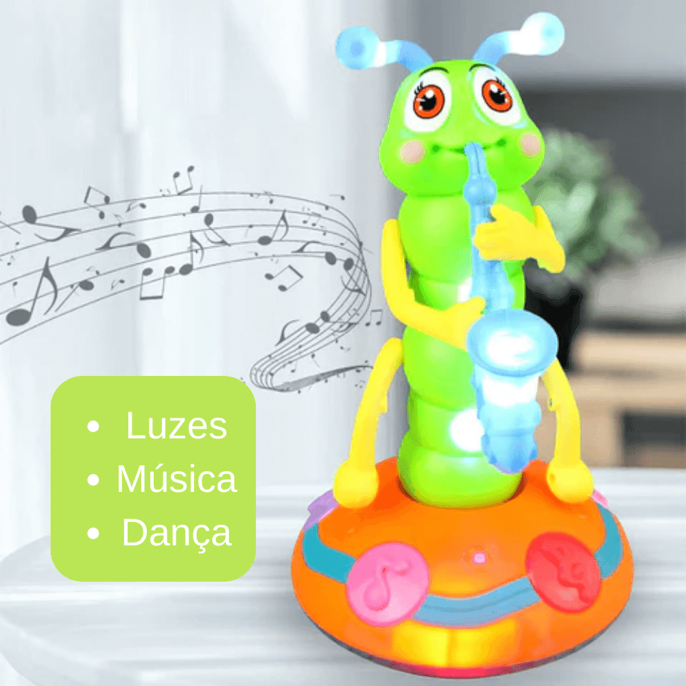 Brinquedo Lagarta Dançante Musical com Luz e Sensor - Estimula Engatinhar