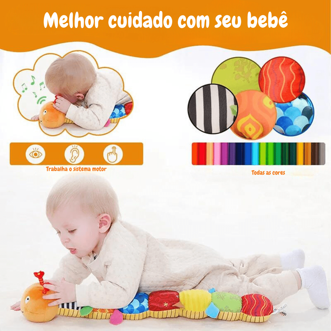 Lagarta de Pelúcia Musical com Régua de Crescimento e Chocalho