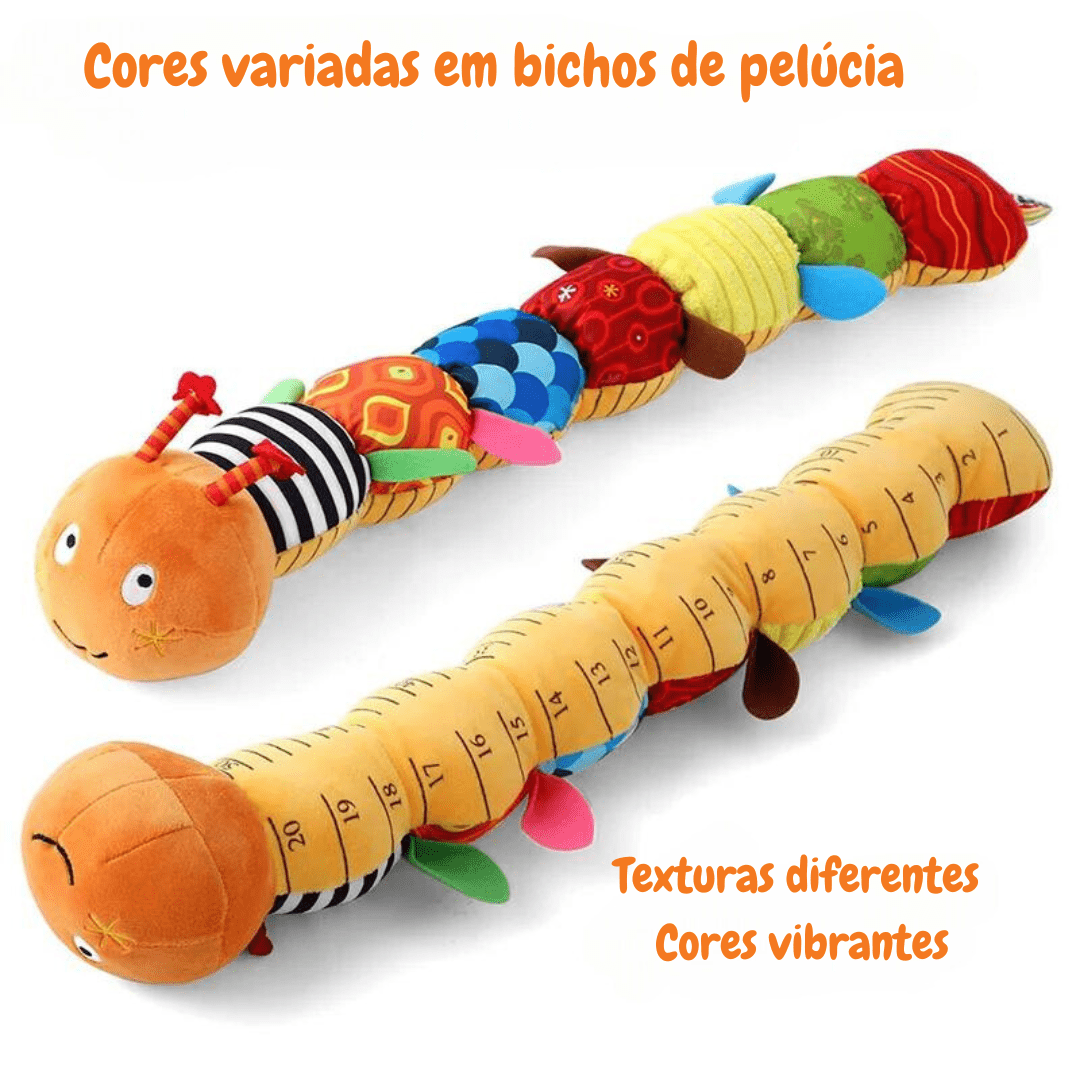 Lagarta de Pelúcia Musical com Régua de Crescimento e Chocalho