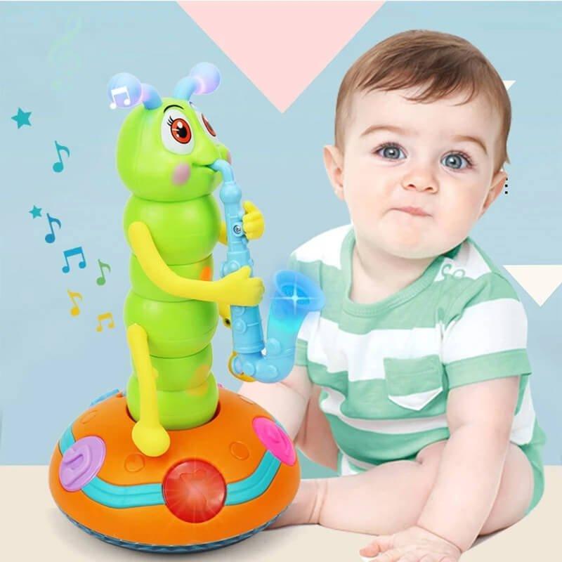 Brinquedo Lagarta Dançante Musical com Luz e Sensor - Estimula Engatinhar