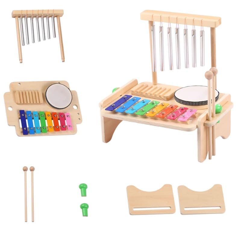 Brinquedo Musical de Madeira 4-em-1 – Mini Instrumentos | Toca Kids
